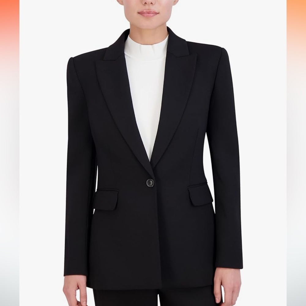 NWT BCBGMAXAZRIA V Neck Long Sleeve Straight Fit Blazer